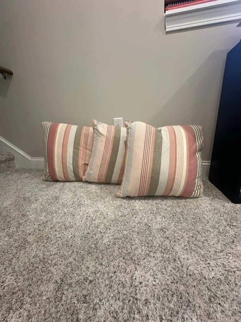 Beige/Light Red Striped Cushion Cover